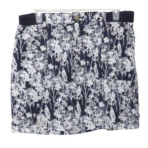 Lee Midrise Skirt Women Navy Blue and White Floral Sz 8 Skort Active Wear